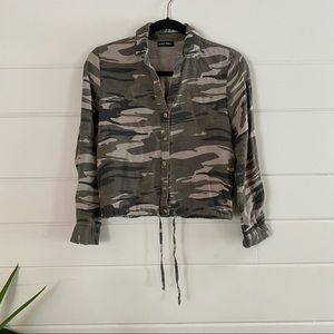 Camo Crop Button Up